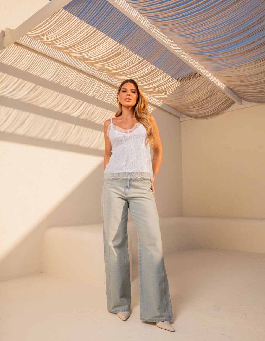 Calça Wide Leg Jeans