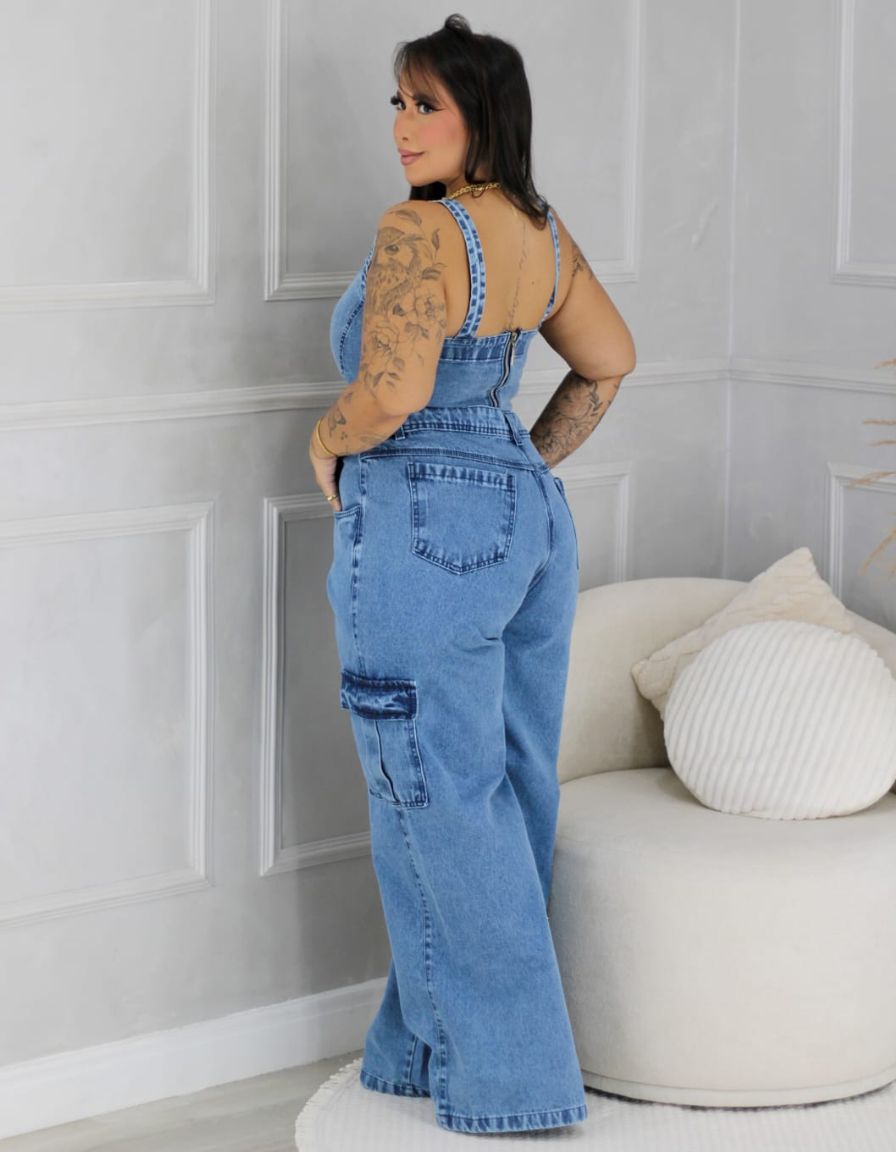 Calça Wide Leg Cargo