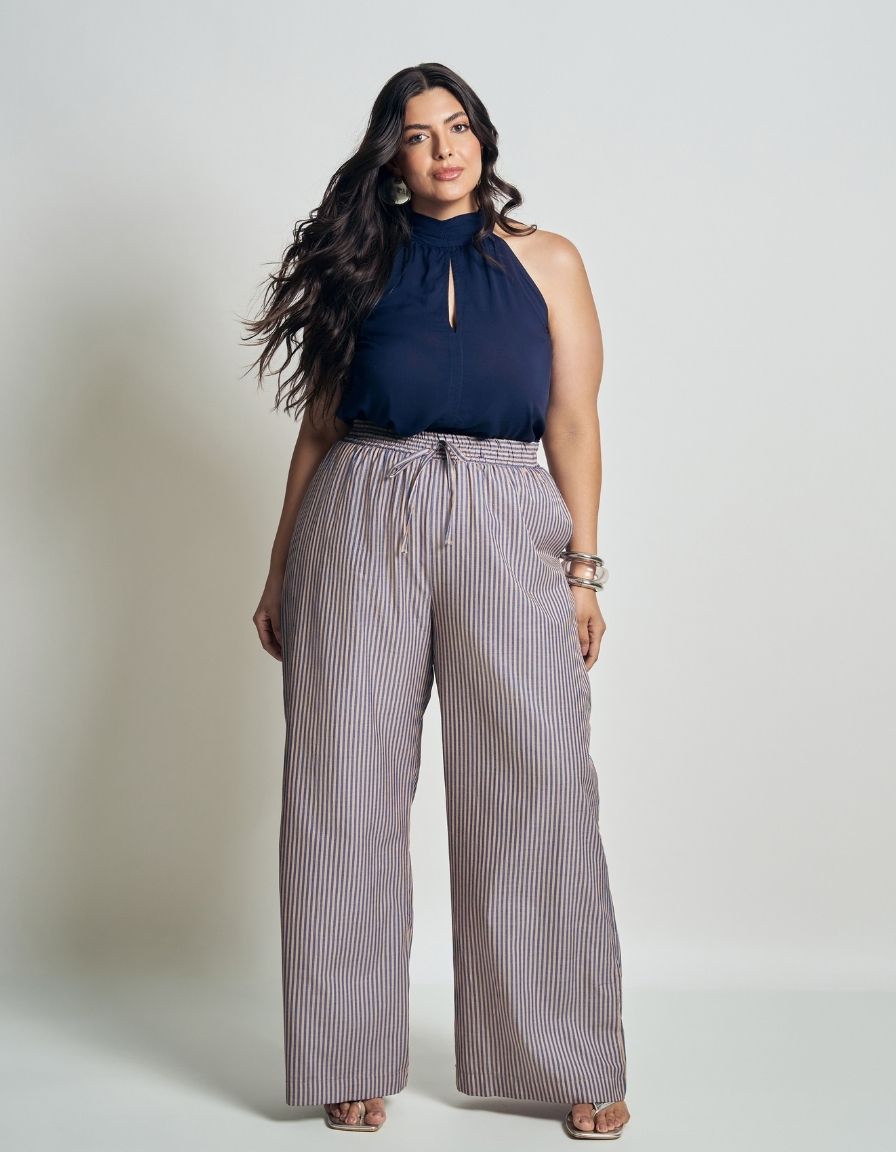 Calça Listrada Algodão