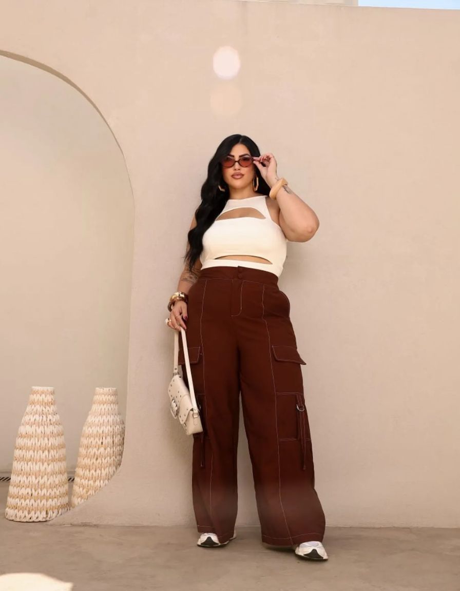 Calça Cargo Marrom  Milena