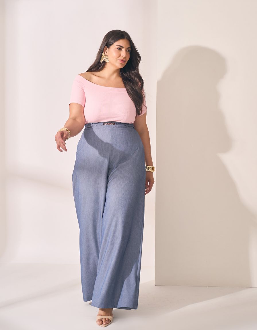Calça Wide Fivela Alfaiataria