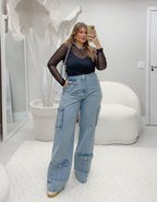 Calça Cargo Denim