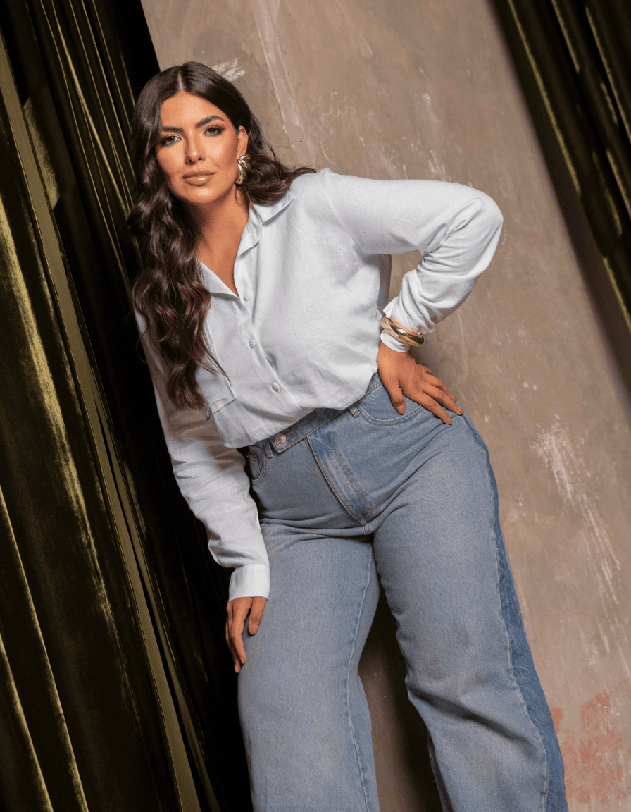 Calça Wide Leg com Faixa Lateral