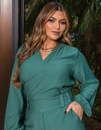 Conjunto Calça Pantalona e Blusa Transpassada