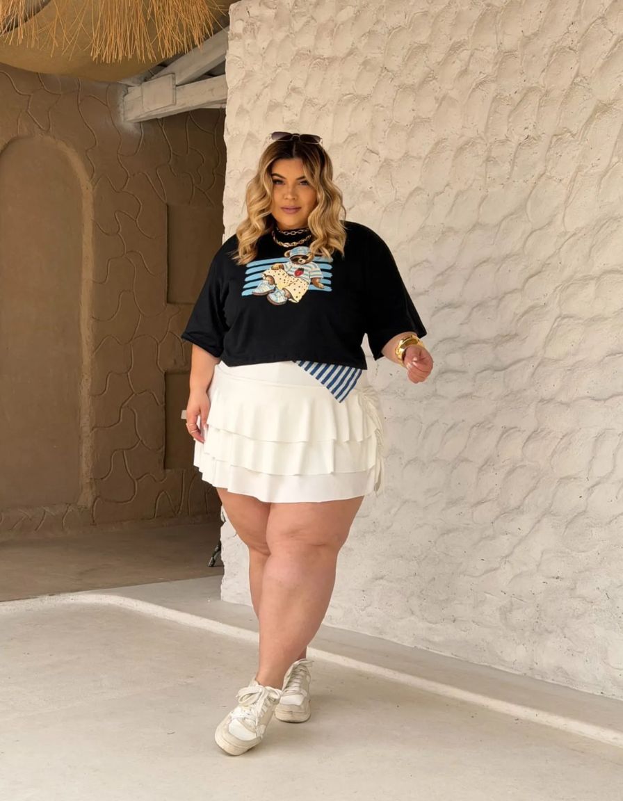 Cropped Ted Listrado Preto