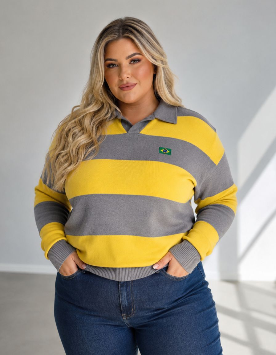 Blusa Polo Listrada Brasil