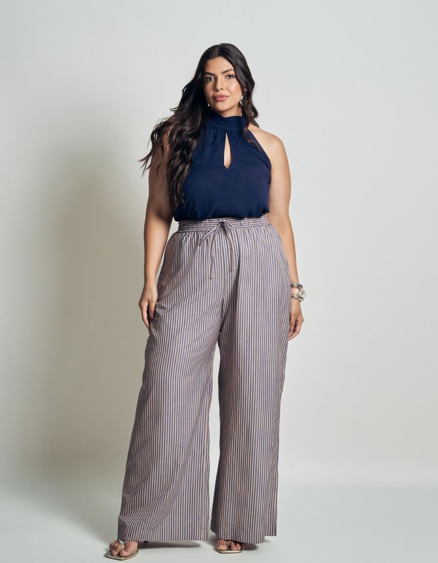 Calça Listrada Algodão