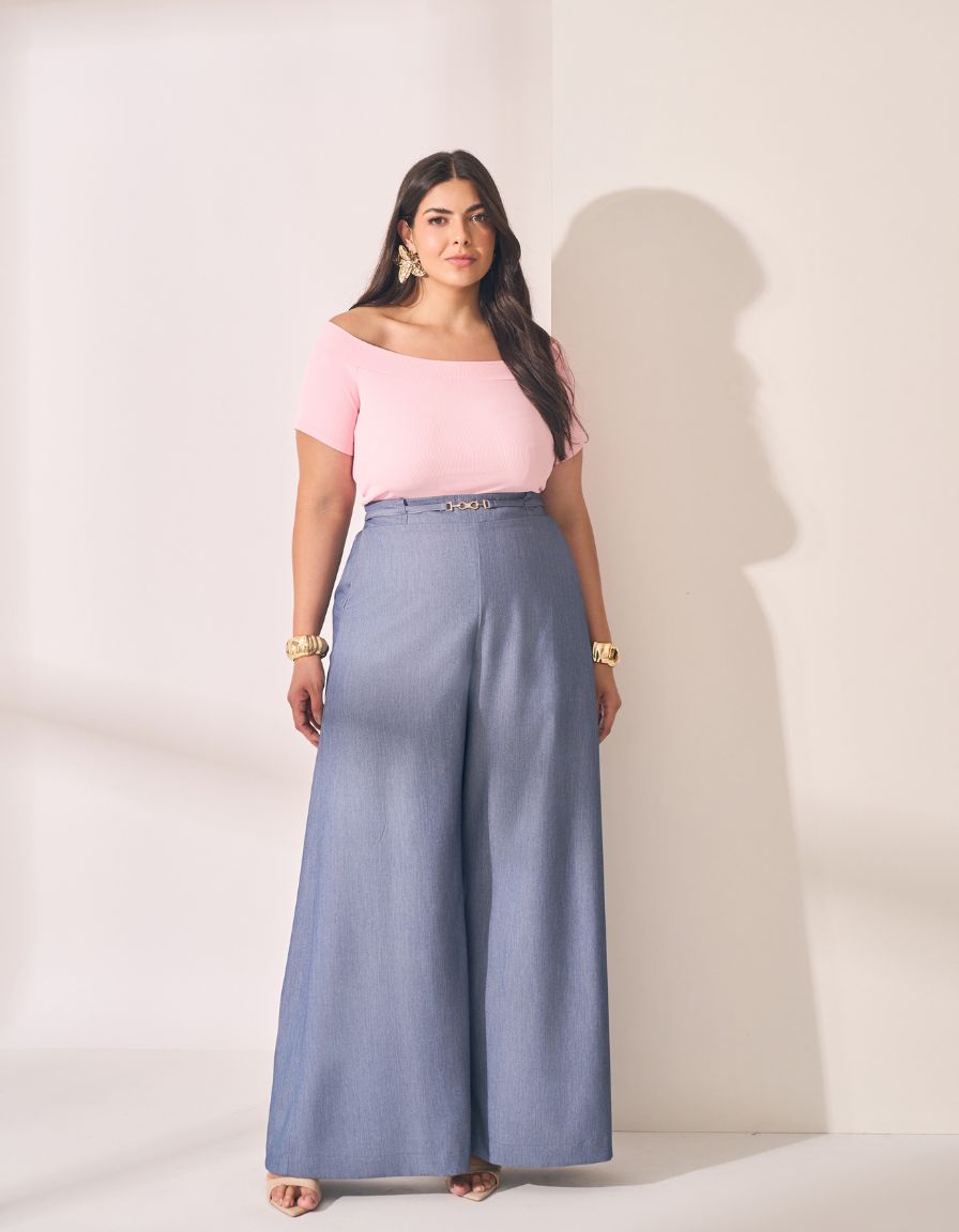 Calça Wide Fivela Alfaiataria