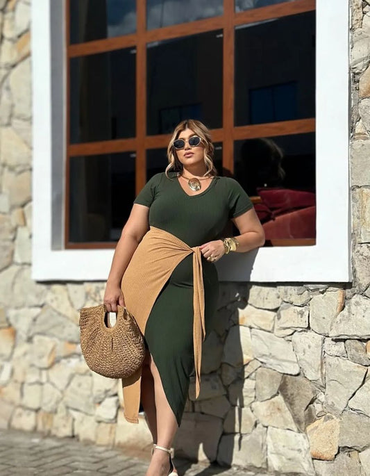 Vestido Midi Bicolor Gabriela