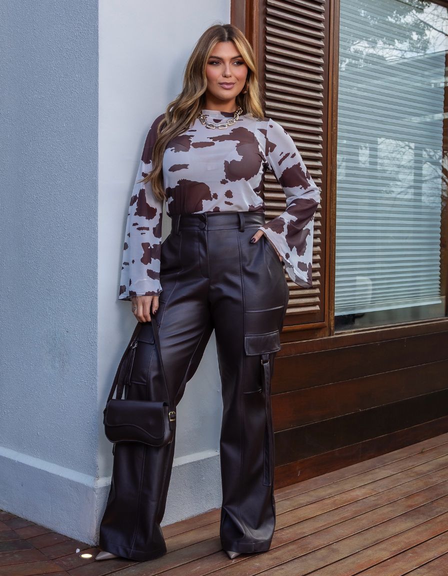 Calça Cargo Couro
