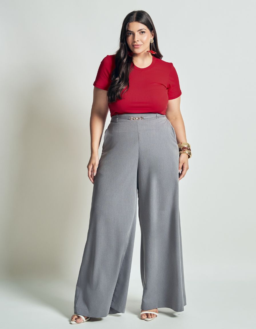 Calça Wide Fivela Alfaiataria