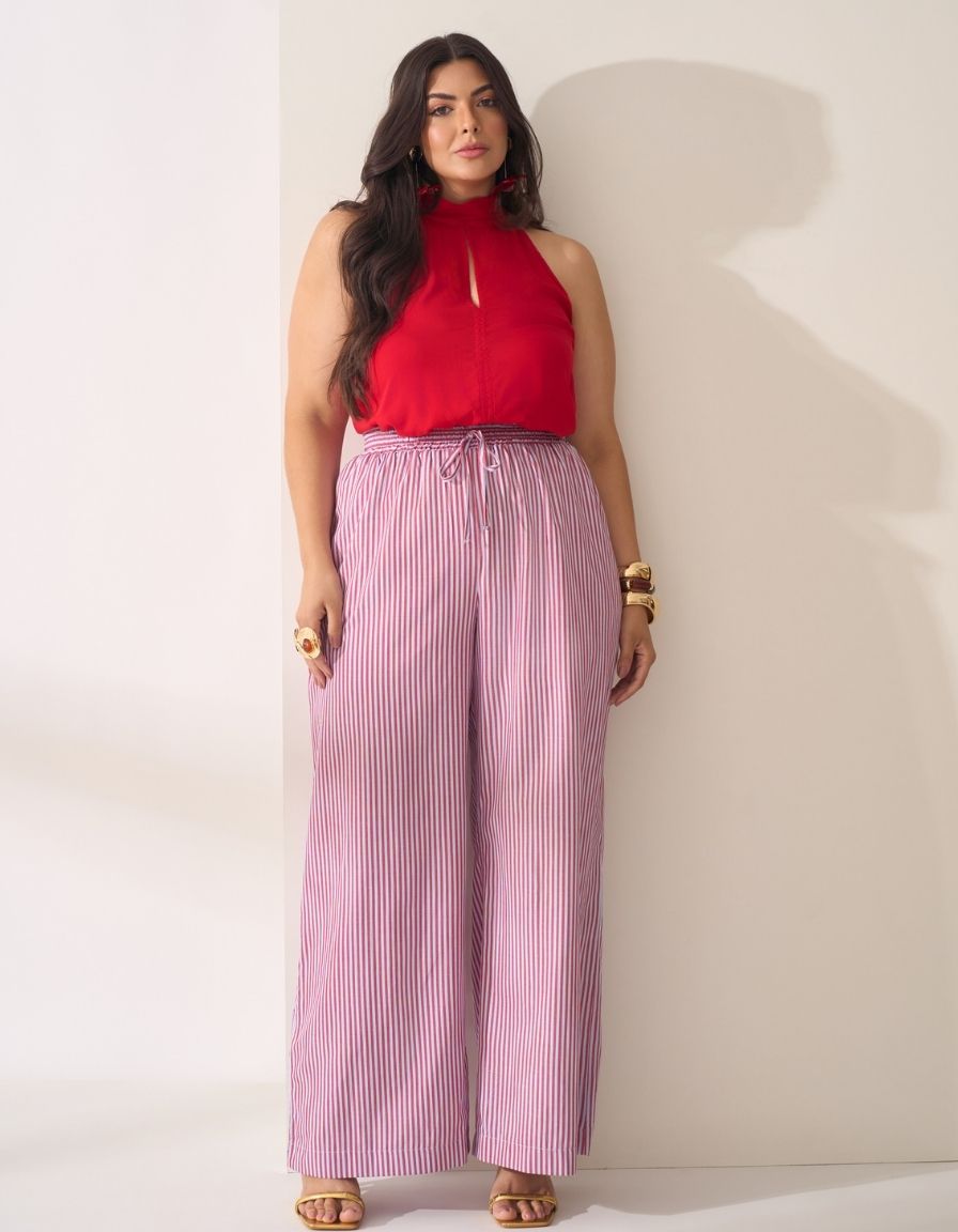 Calça Listrada Algodão