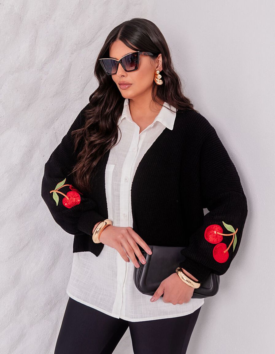 Cardigan Cherry Tricot