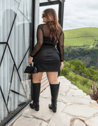 Conjunto Couro com Fivelas