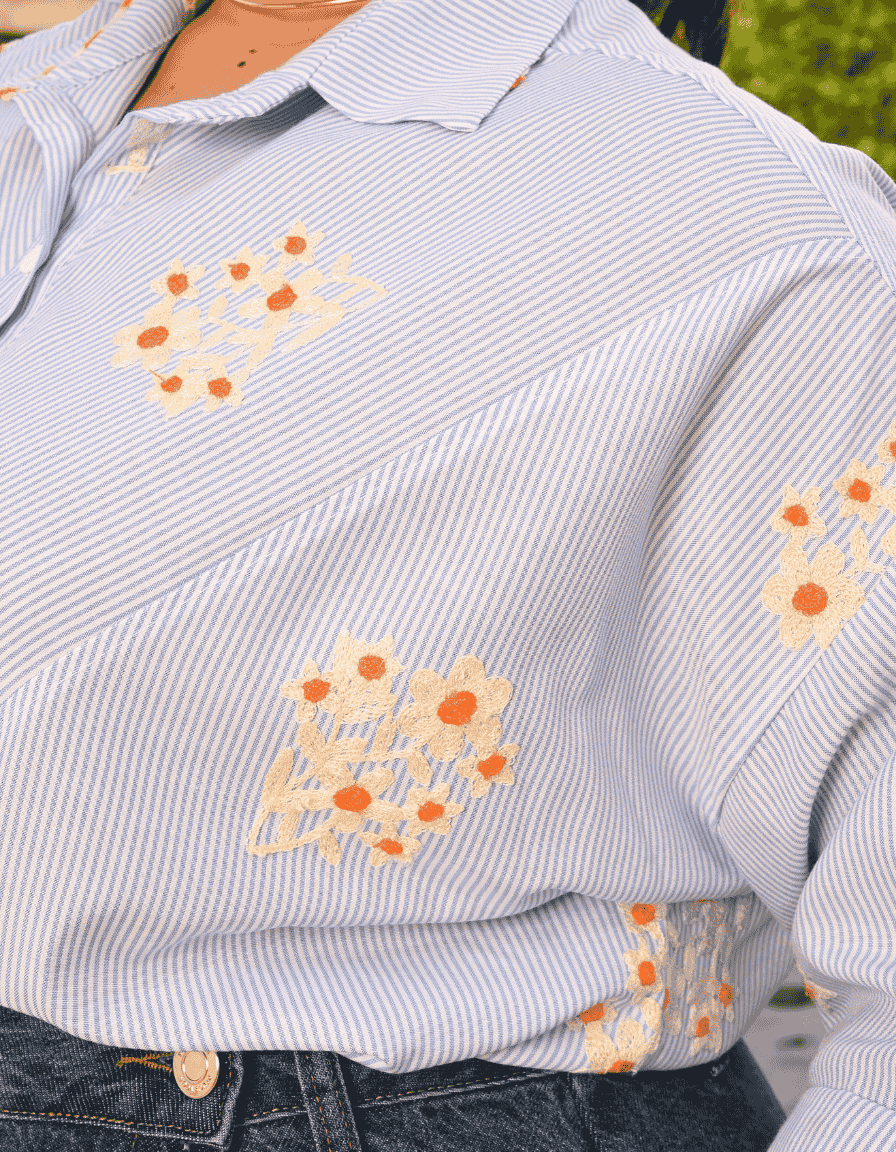 Camisa Listrada Bordada