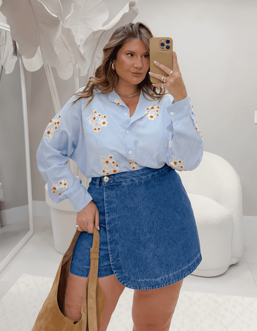 Camisa Listrada Bordada