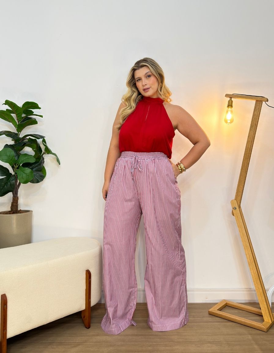 Calça Listrada Algodão