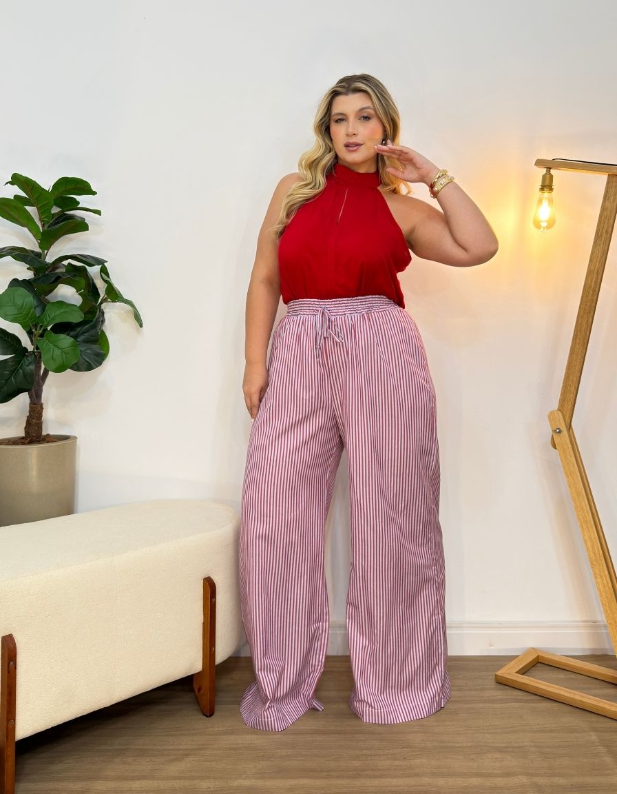 Calça Listrada Algodão