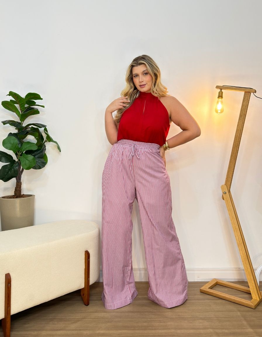Calça Listrada Algodão