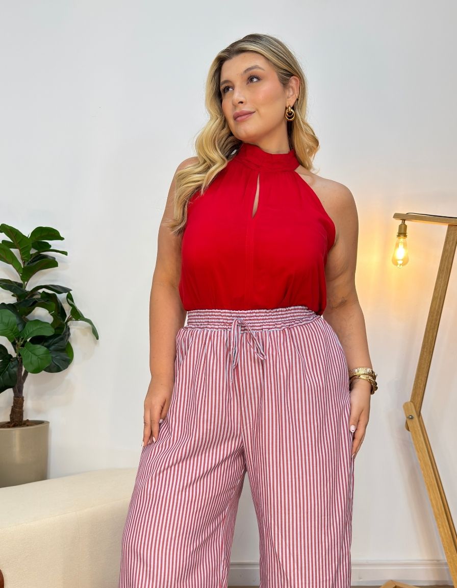 Calça Listrada Algodão