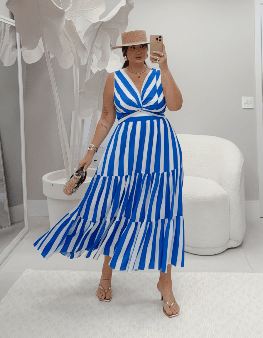 Vestido Midi Listrado