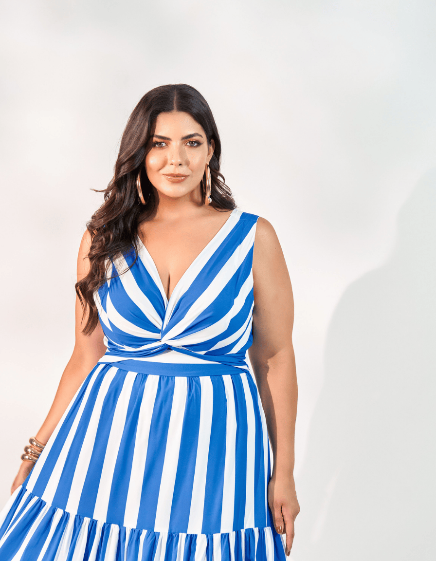 Vestido Midi Listrado