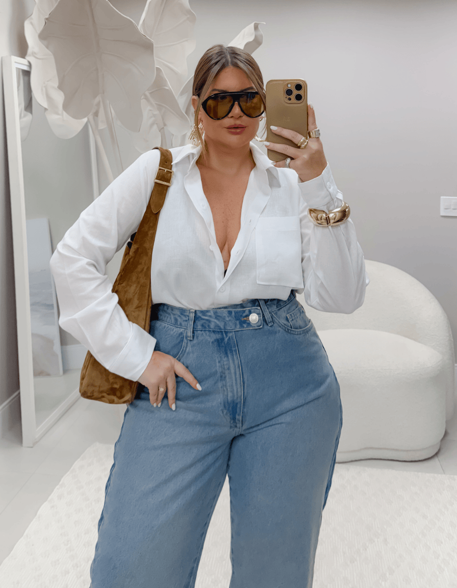 Calça Wide Leg com Faixa Lateral
