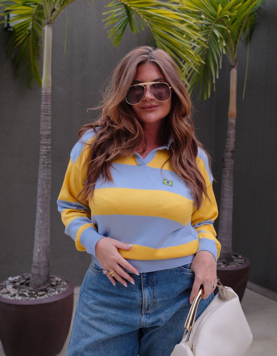 Blusa Polo Listrada Brasil