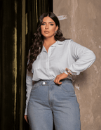 Calça Wide Leg com Faixa Lateral