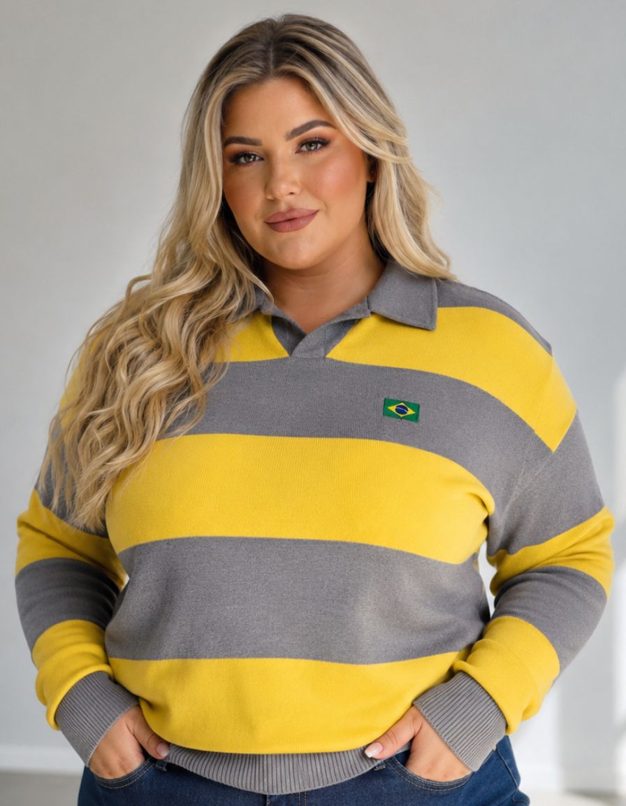 Blusa Polo Listrada Brasil