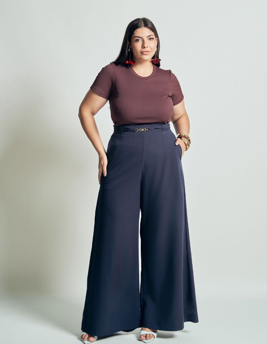 Calça Wide Fivela Alfaiataria