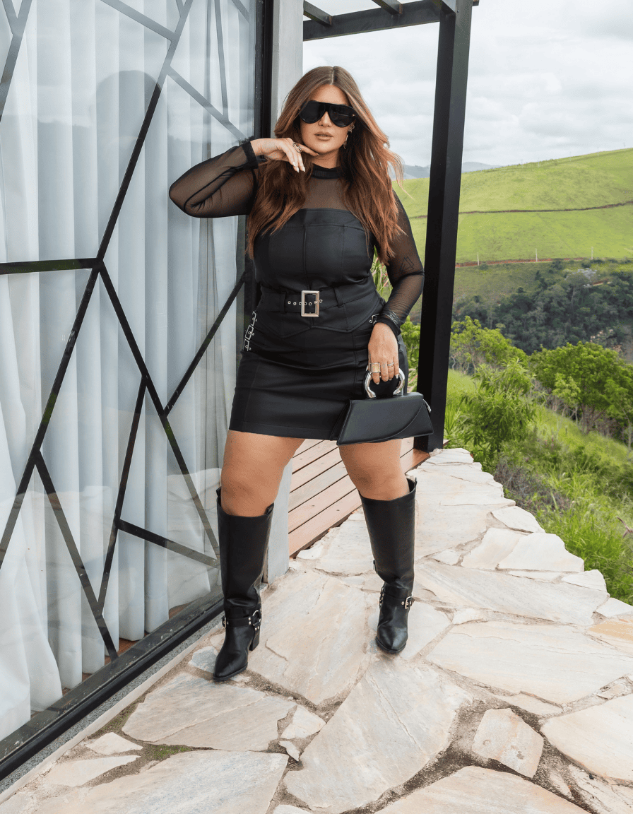 Conjunto Couro com Fivelas