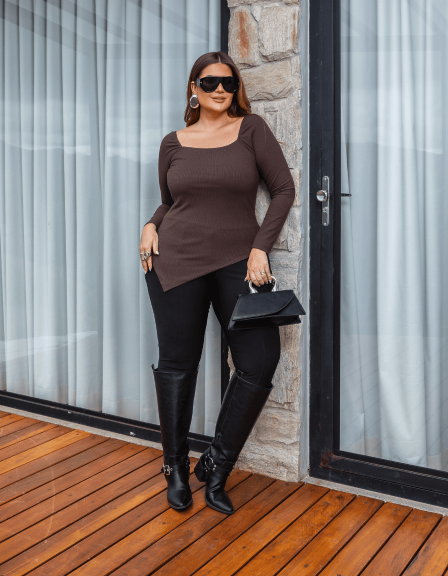 Blusa Canelada Manga Longa