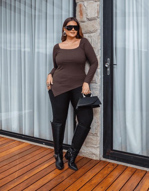 Blusa Canelada Manga Longa