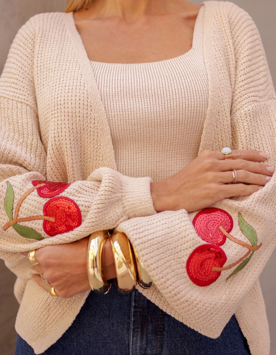 Cardigan Cherry Tricot