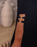 Vestido Midi Fenda Fivelas
