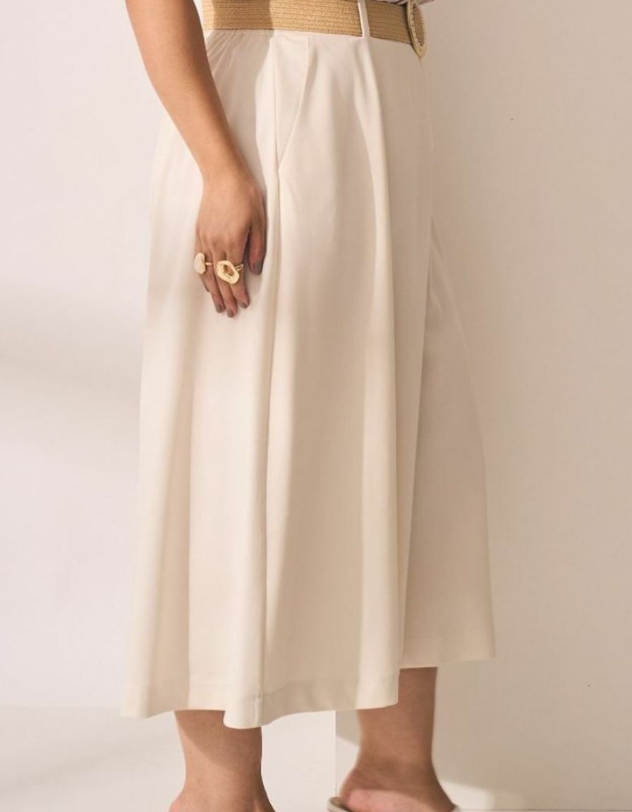 Calça Pantacourt Wide Efeito Saia Midi