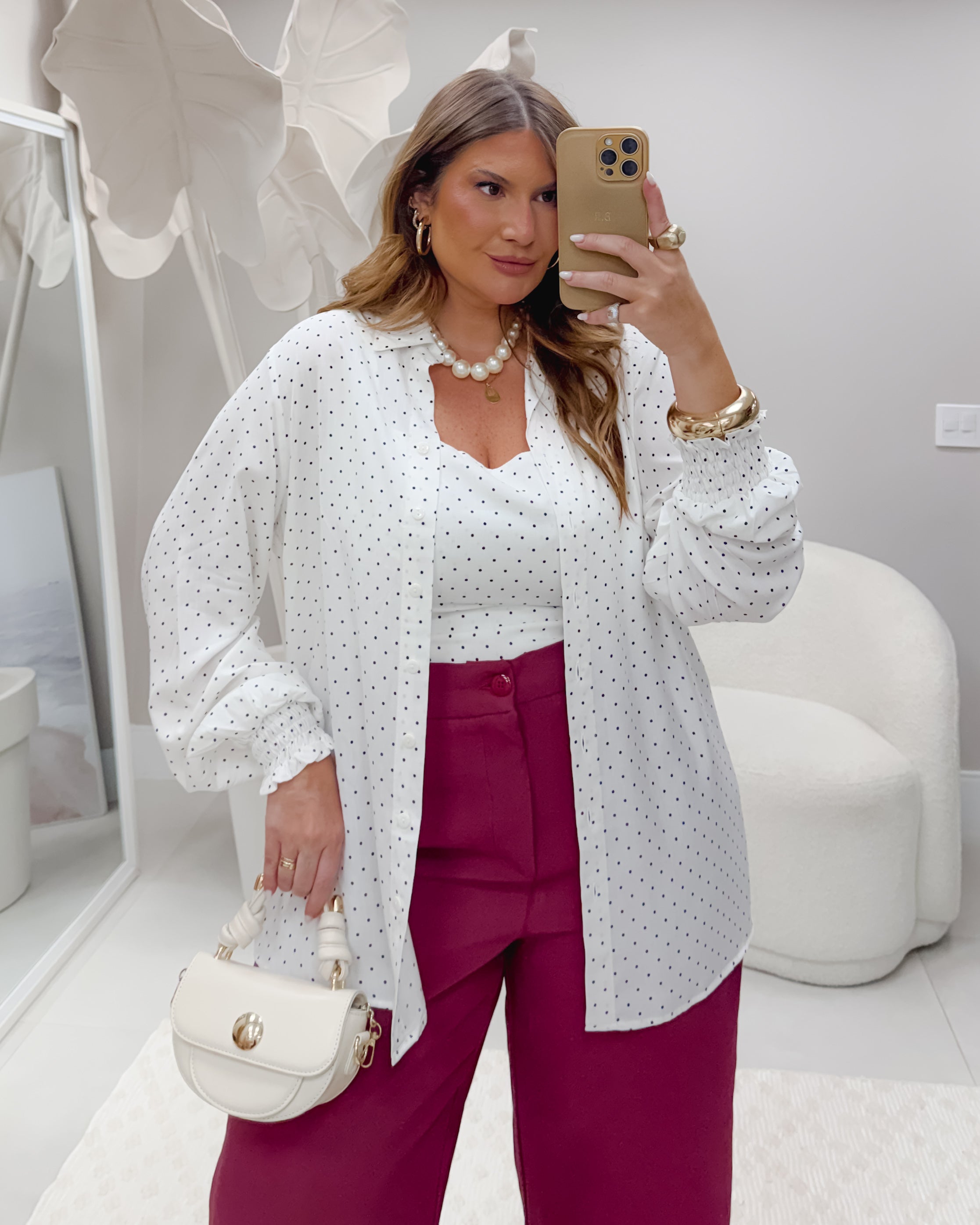 Camisa + Cropped Poá