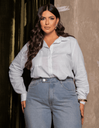 Calça Wide Leg com Faixa Lateral