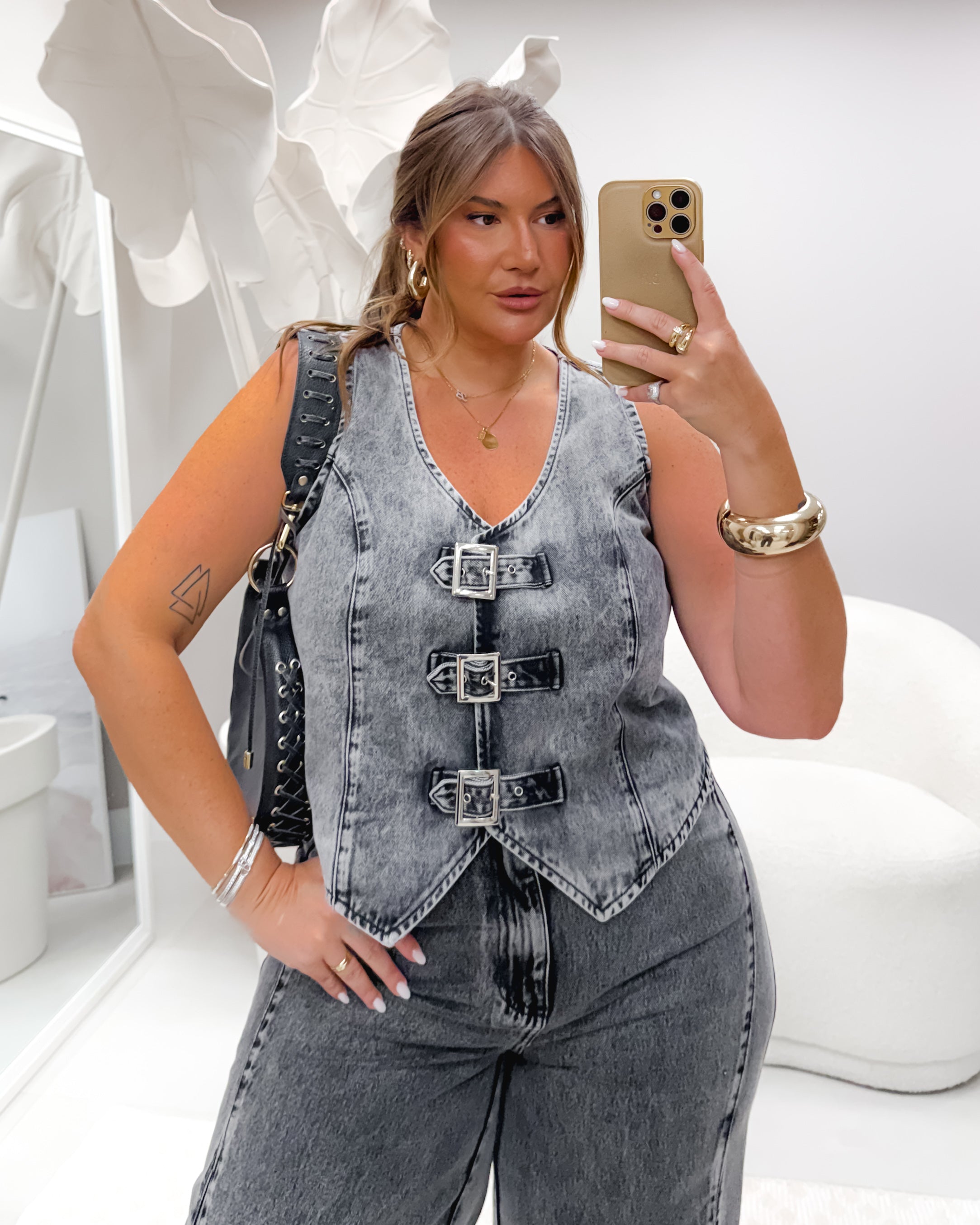 Colete Jeans Black V Fusion