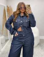 Calça Cargo Jeans Dark Blue